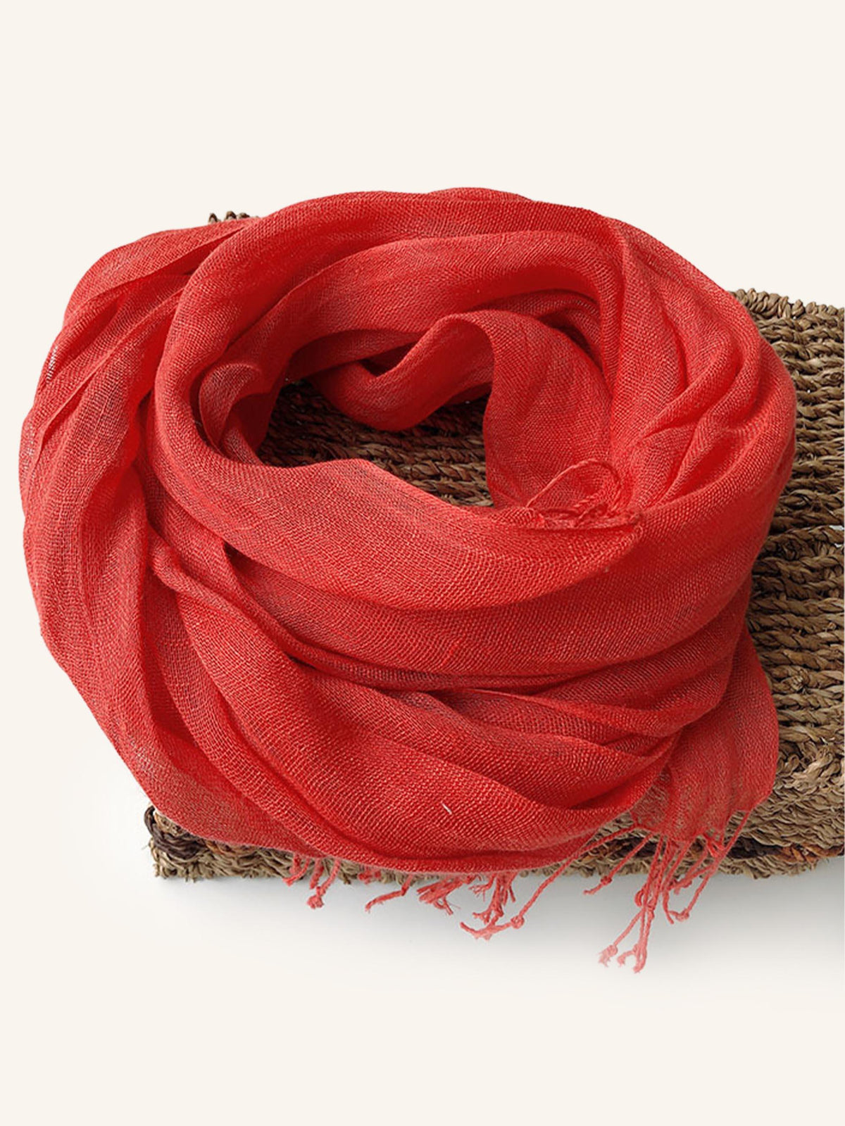 100% Linen Scarf - Solid Color Lightweight Travel Scarf