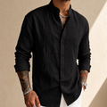 Men's Classic Linen Shirt - Breathable Long Sleeve Shirt