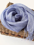 100% Linen Scarf - Solid Color Lightweight Travel Scarf