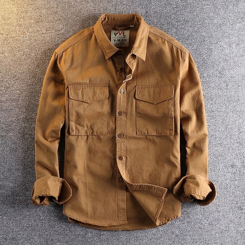 Men's Cargo Utility Shirt - Classic Cotton Pocket Shirt