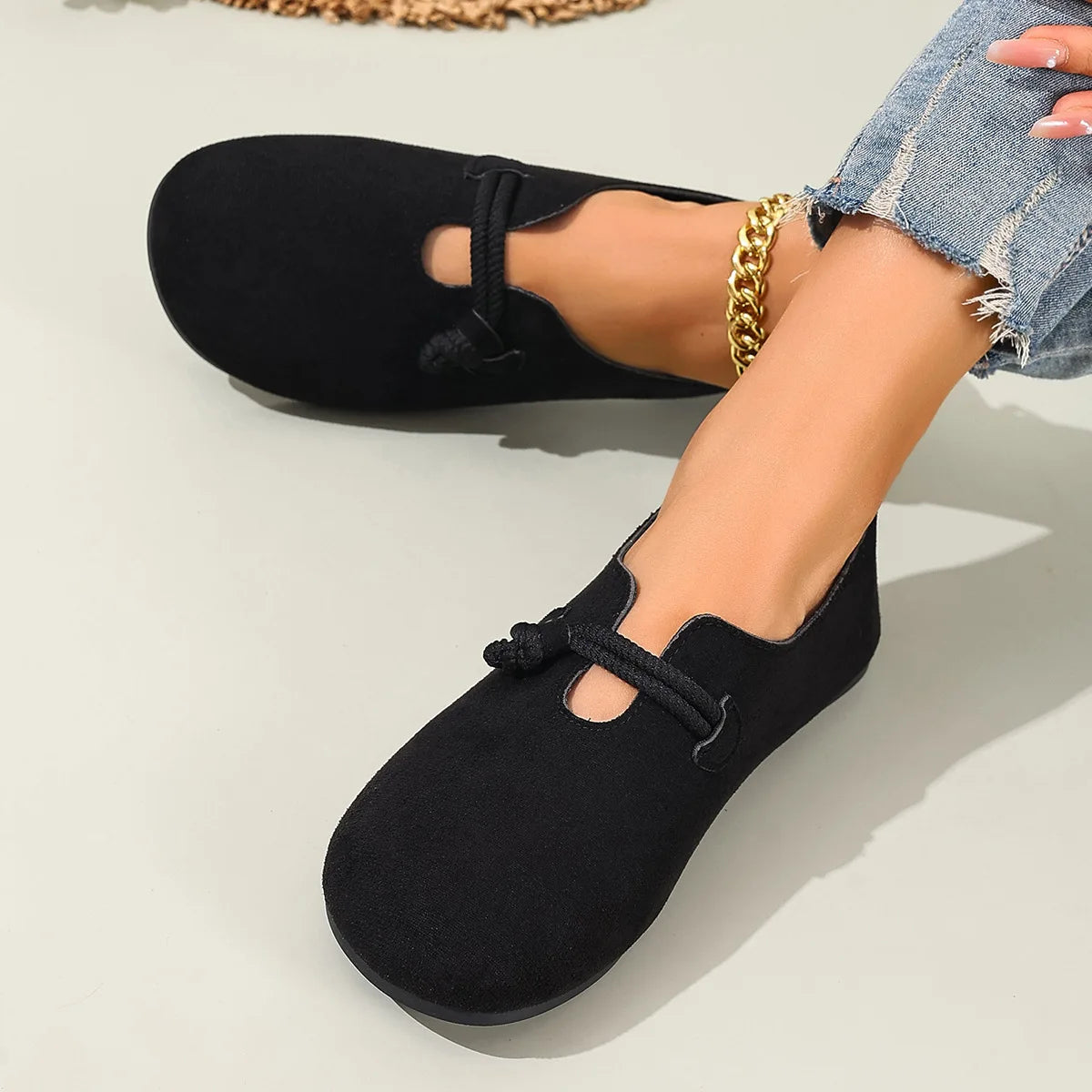 Women's Retro Shallow Loafers - Round Toe Slip-On Flat Shoes
