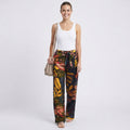 Women's Floral Linen Wide Leg Pants - Printed Summer Pants