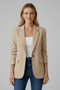 Women's Single Button Blazer - Notched Lapel Smart Jacket