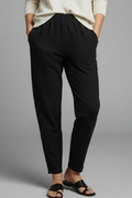 Women's Elastic Waist Trousers - Tapered Ankle Pants Pockets