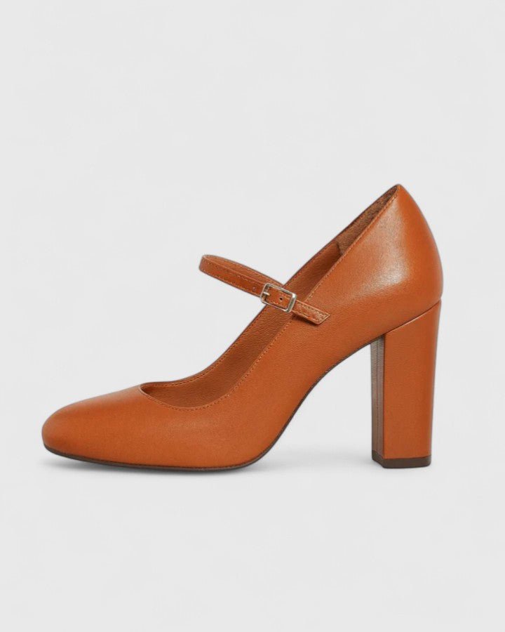 Women's Ankle Strap Block Heels - Minimalist Round Toe Shoes