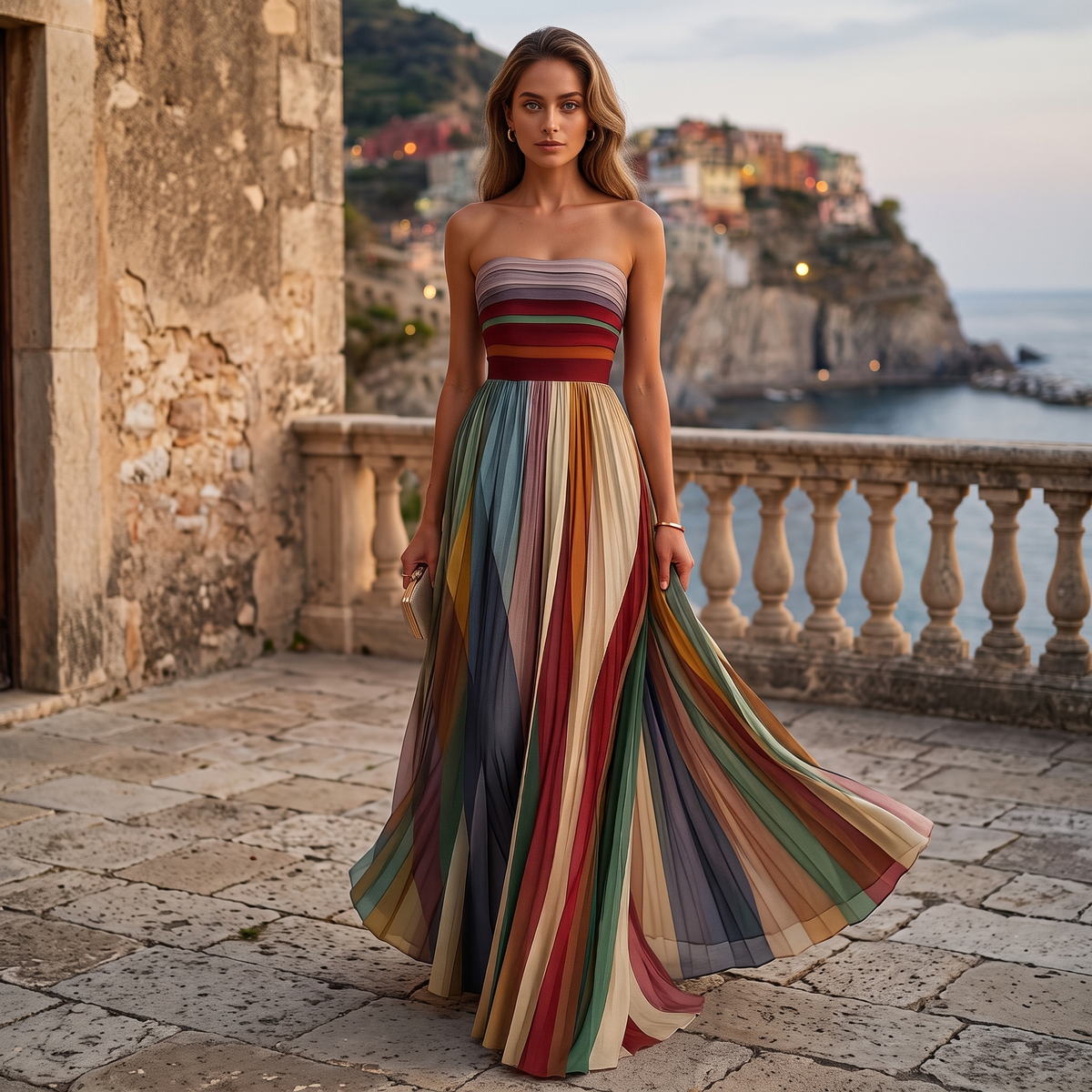 Leontine | Pleated Strapless Maxi Dress