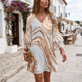 Women's A-Line Mini Dress - V-Neck Flare Sleeve Summer Dress