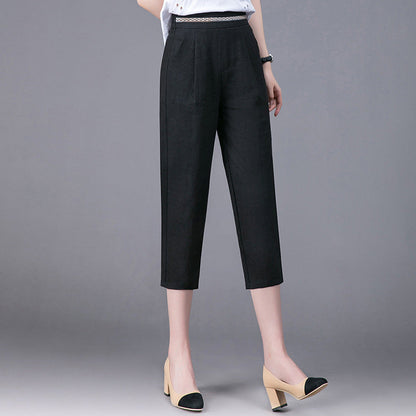 Women's Linen Harem Pants - Relaxed Fit Comfortable Trousers
