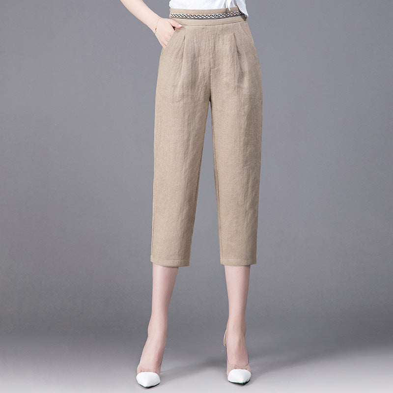 Women's Linen Harem Pants - Relaxed Fit Comfortable Trousers