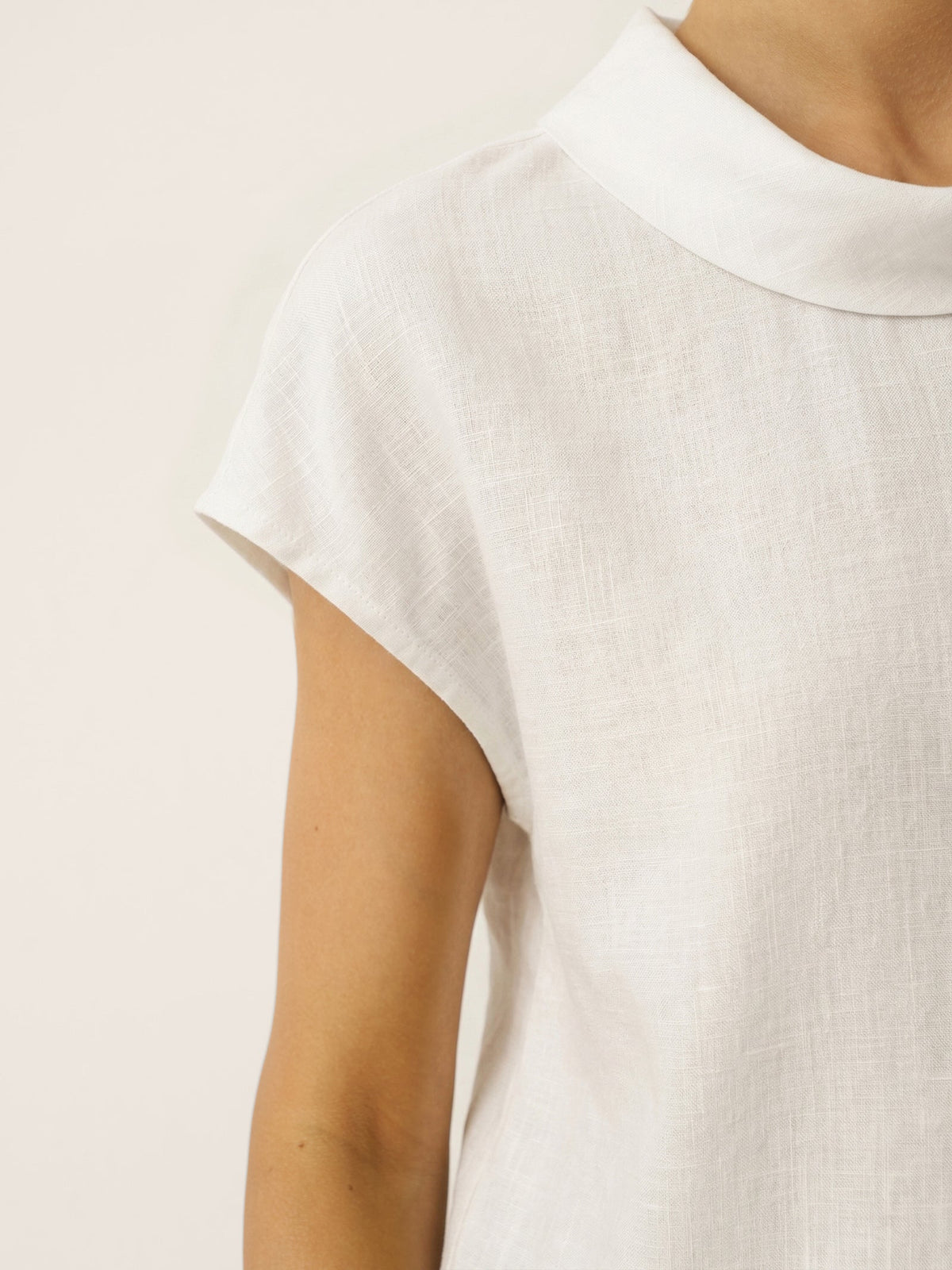 Women's 100% Linen Cap Sleeve Blouse - Garment Dyed Top