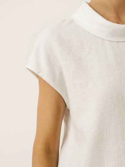 Women's 100% Linen Cap Sleeve Blouse - Garment Dyed Top