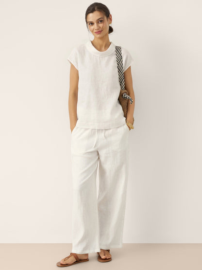 Women's 100% Linen Cap Sleeve Blouse - Garment Dyed Top