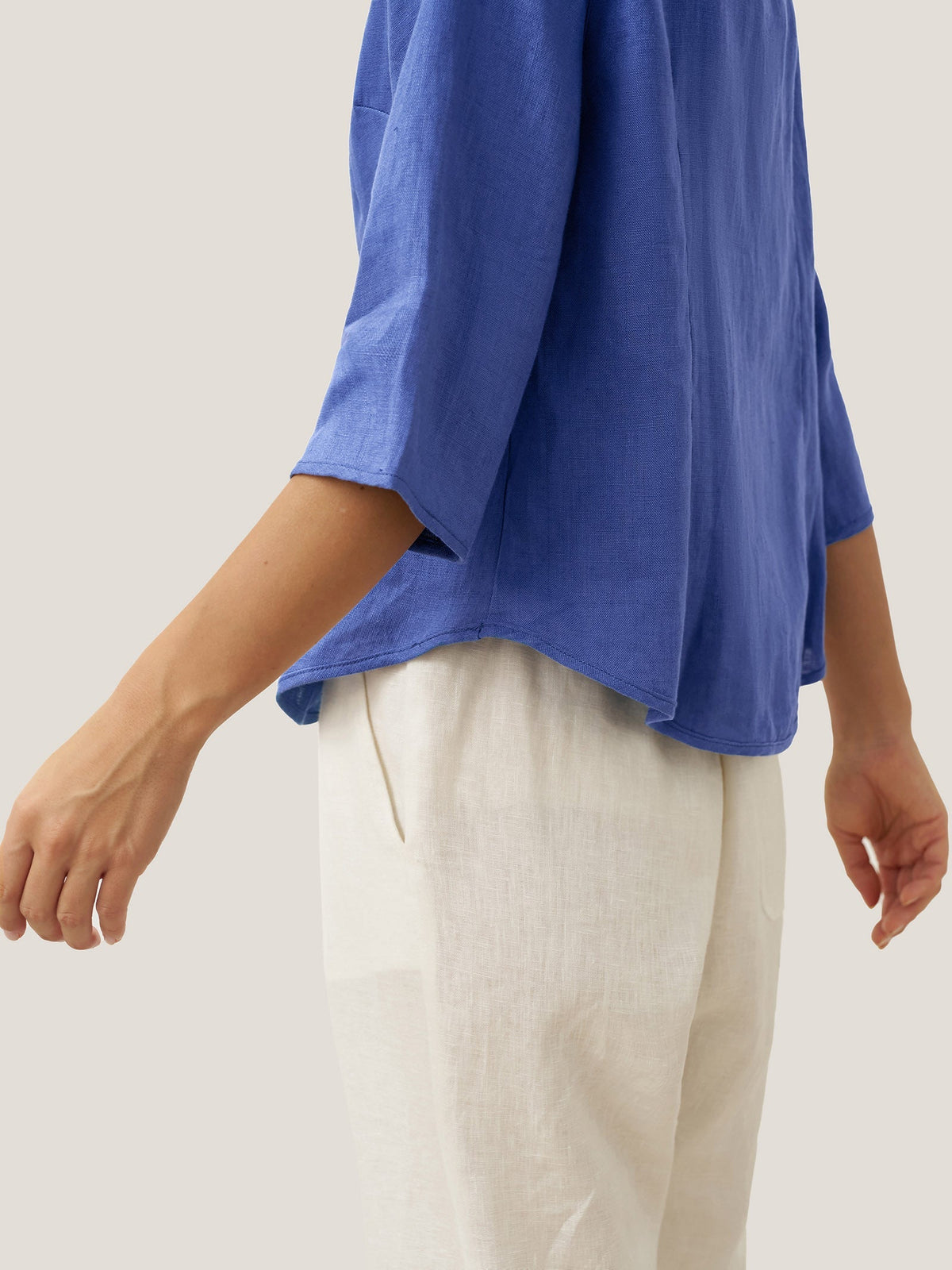 Women's 100% Linen Tailored Jacket - Stand Collar Blazer
