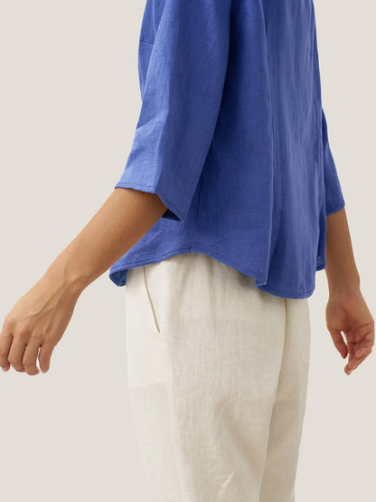 Women's 100% Linen Tailored Jacket - Stand Collar Blazer