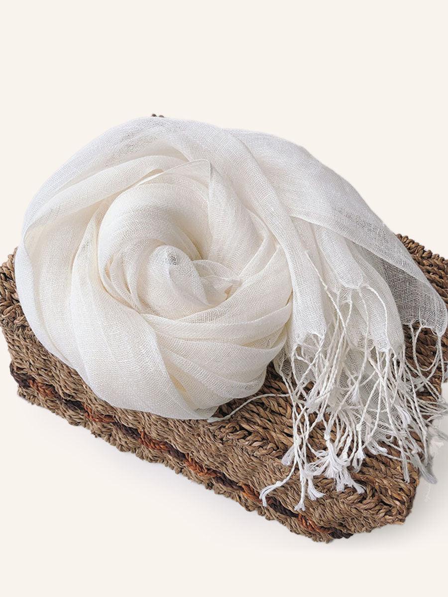 100% Linen Scarf - Solid Color Lightweight Travel Scarf