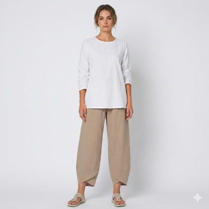 Women's Relaxed Linen Blend Pants - Casual Everyday Trousers