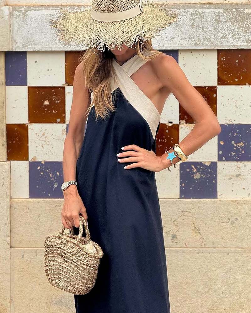 Women's Crossover Maxi Dress - Breathable Flowy Summer Dress