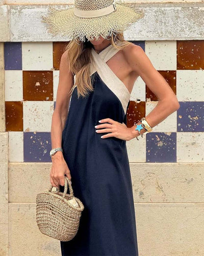 Women's Crossover Maxi Dress - Breathable Flowy Summer Dress