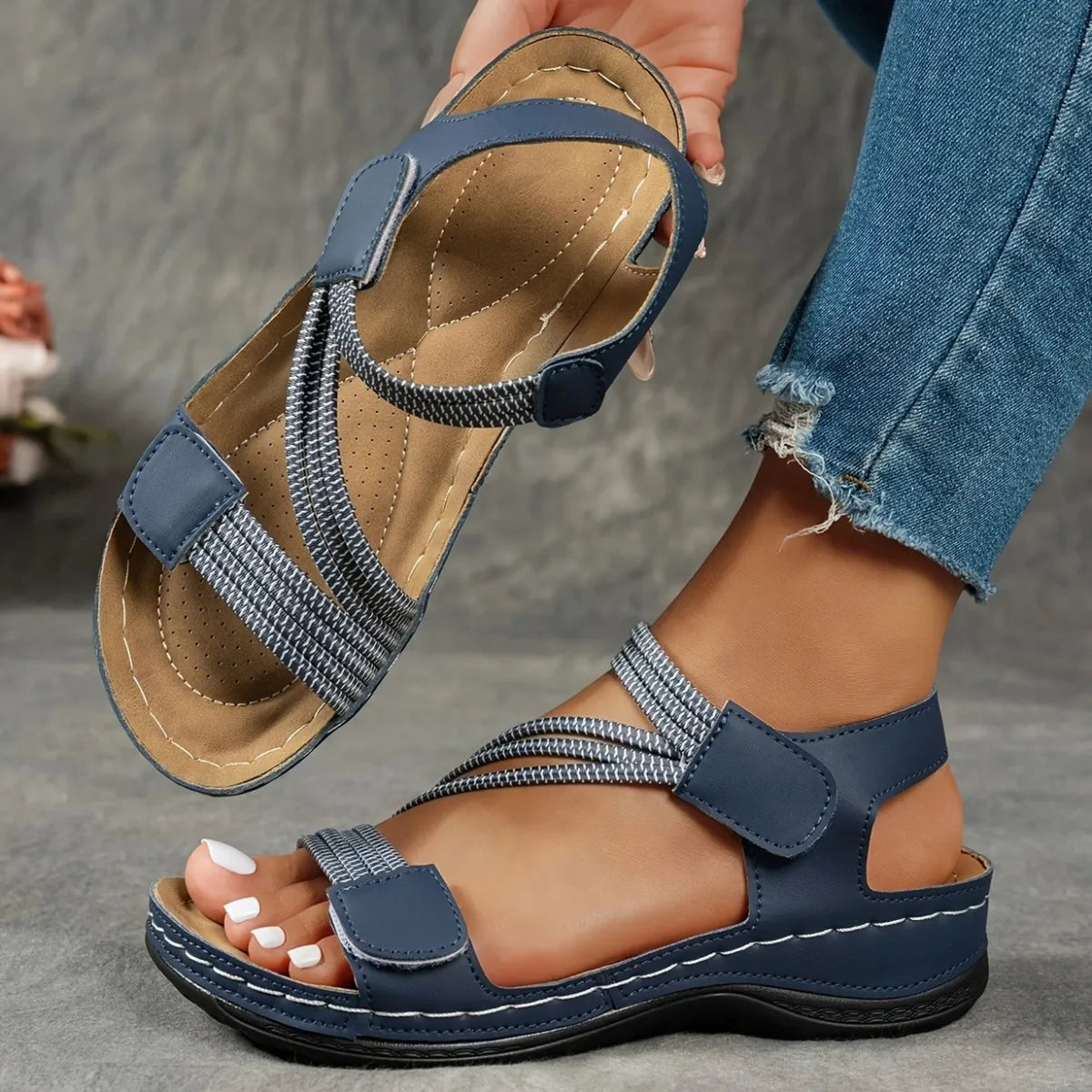 Women's Hook and Loop Comfort Sandals - Lightweight Casual
