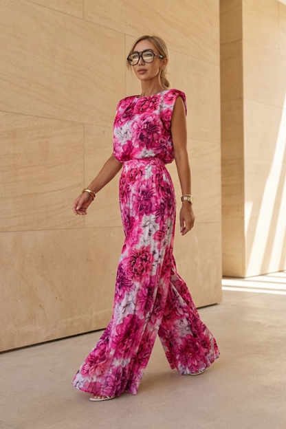 Women's Elegant Pleated Jumpsuit - Wide Leg Dressy Jumpsuit