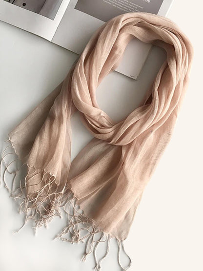 100% Linen Scarf - Solid Color Lightweight Travel Scarf
