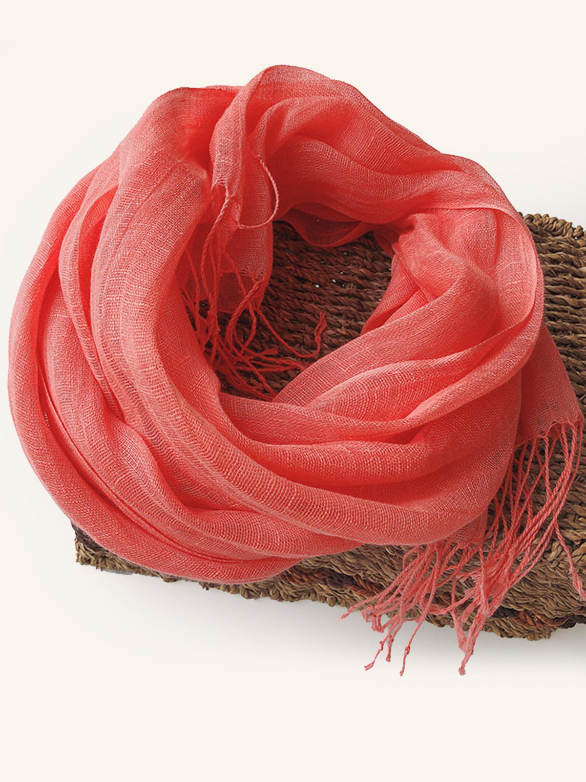 100% Linen Scarf - Solid Color Lightweight Travel Scarf