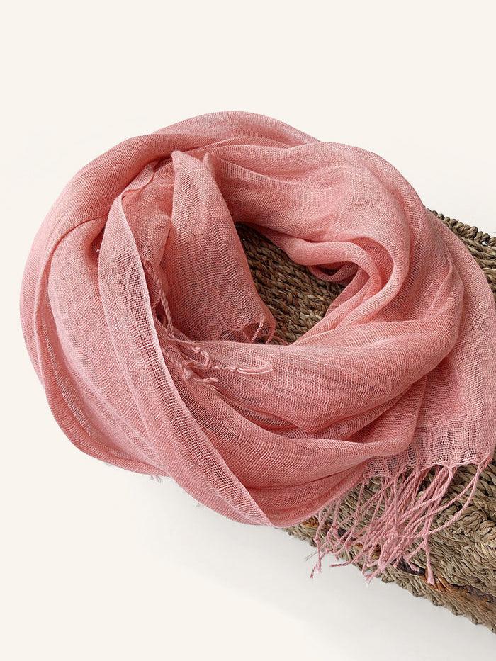 100% Linen Scarf - Solid Color Lightweight Travel Scarf