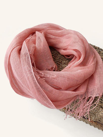 100% Linen Scarf - Solid Color Lightweight Travel Scarf