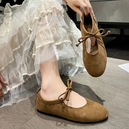 Women's Round Toe Casual Loafers - Suede-Look Slip-On Flats