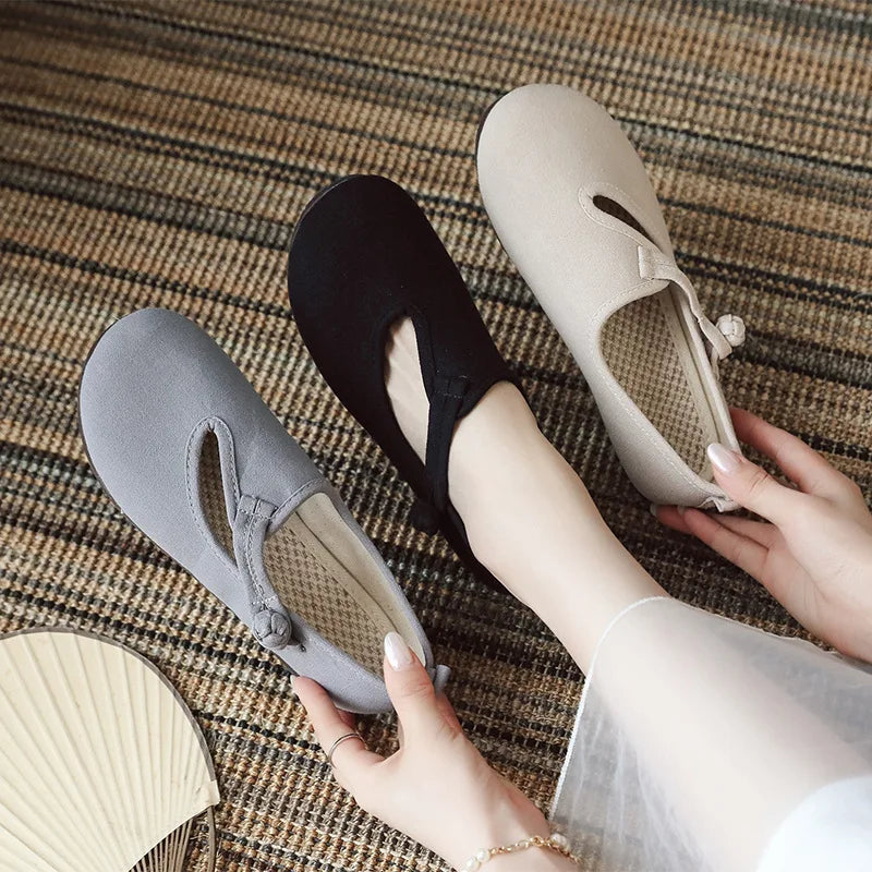 Women's Cutout Mary Jane Loafers - Round Toe Slip-On Flats