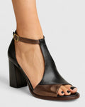 Women's Elastic T-Strap Block Heels - Open Toe Sandal Heels