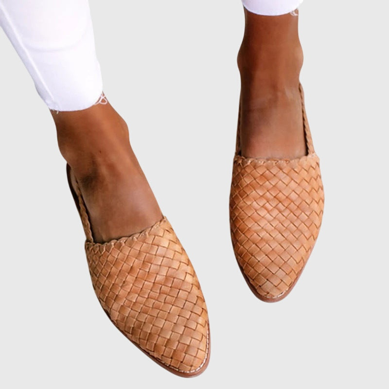 Women's Woven Slingback Flats - Pointed Toe Summer Shoes
