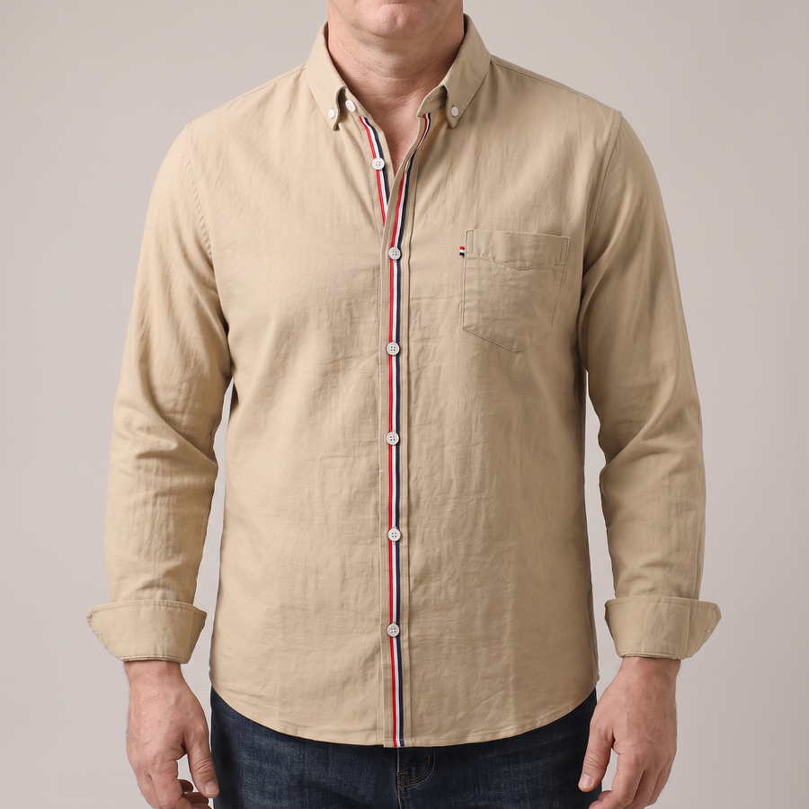 Men's Breathable Linen Shirt - Lightweight Long Sleeve Shirt