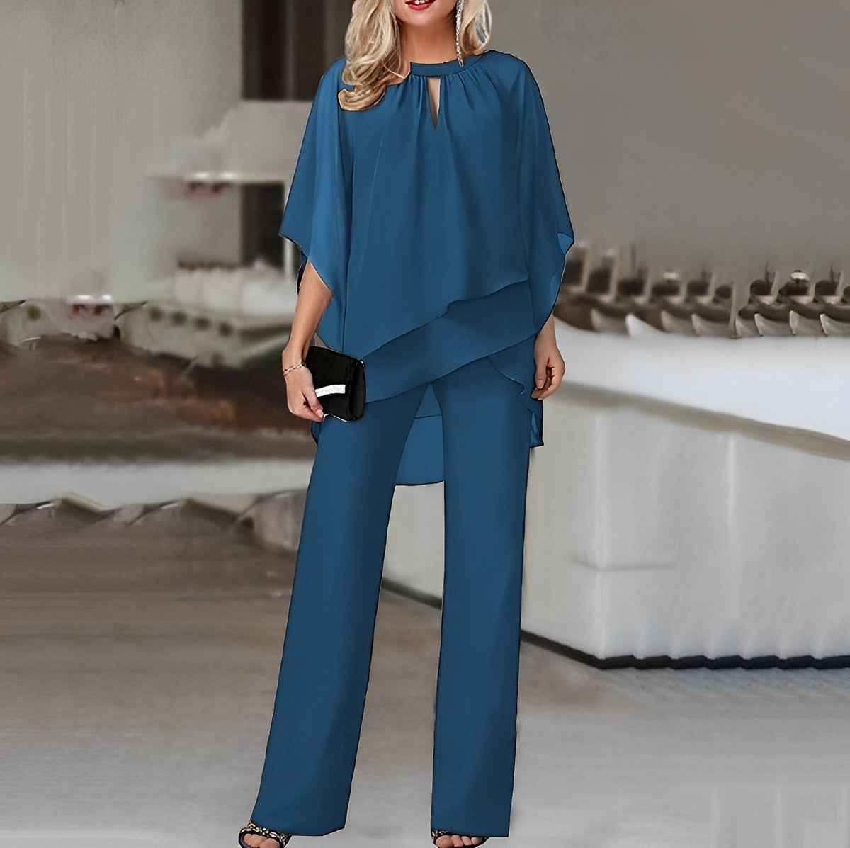 Women's Elegant Layered Two Piece Set - Matching Outfit