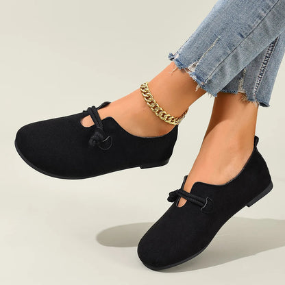 Women's Retro Shallow Loafers - Round Toe Slip-On Flat Shoes