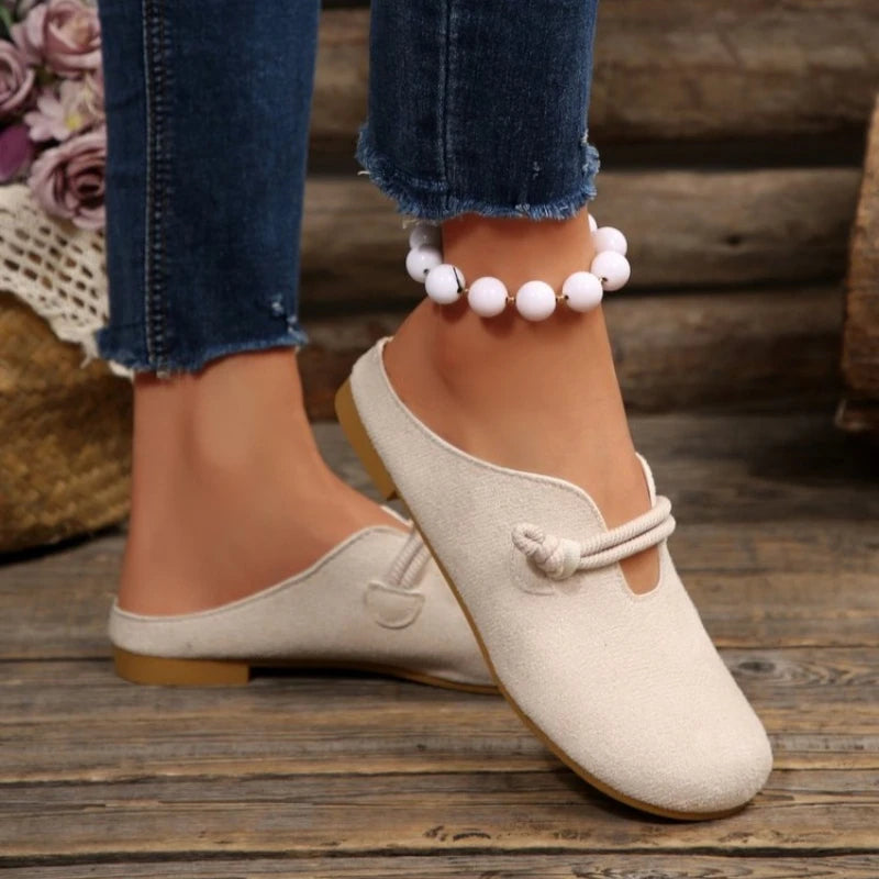 Women's Suede Round Toe Loafers - Deep Cut Slip-On Flats