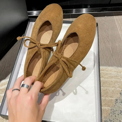 Women's Round Toe Casual Loafers - Suede-Look Slip-On Flats