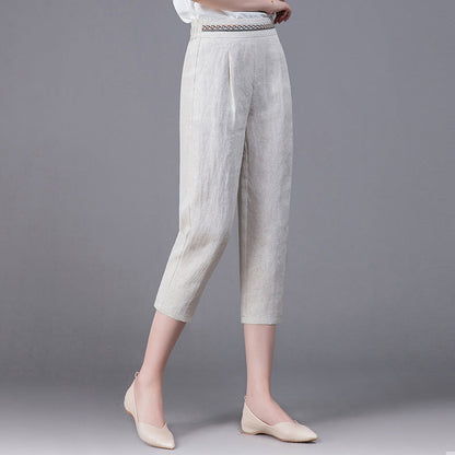 Women's Linen Harem Pants - Relaxed Fit Comfortable Trousers