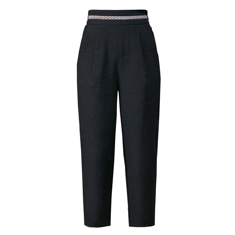 Women's Linen Harem Pants - Relaxed Fit Comfortable Trousers