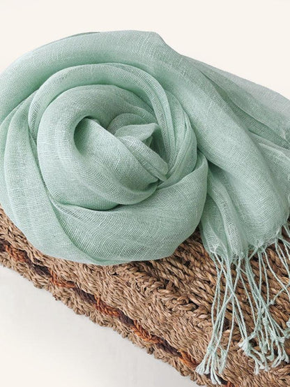 100% Linen Scarf - Solid Color Lightweight Travel Scarf