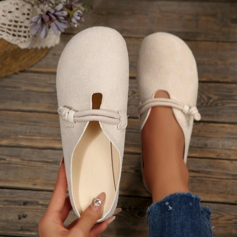 Women's Suede Round Toe Loafers - Deep Cut Slip-On Flats
