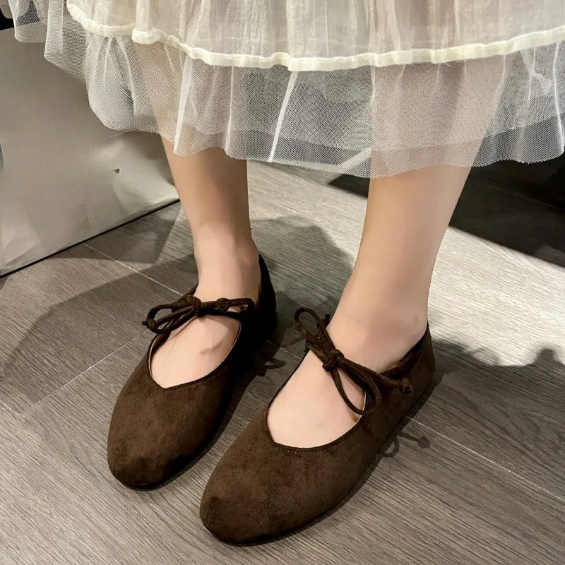Women's Round Toe Casual Loafers - Suede-Look Slip-On Flats