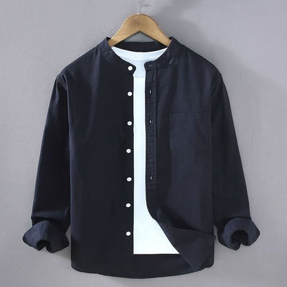 Men's Structured Linen Shirt - Long Sleeve Smart Casual Top