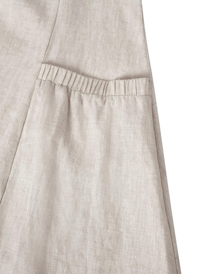 Women's 100% Linen Sleeveless Midi Dress with Pockets