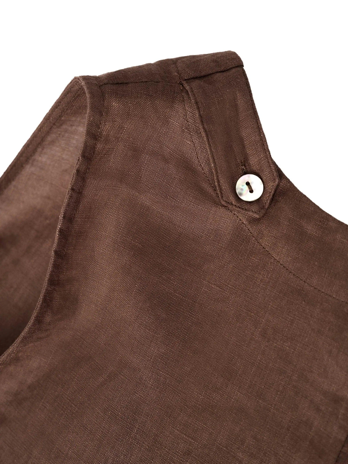 Women's 100% Linen Sleeveless Midi Dress - A-Line Round Neck