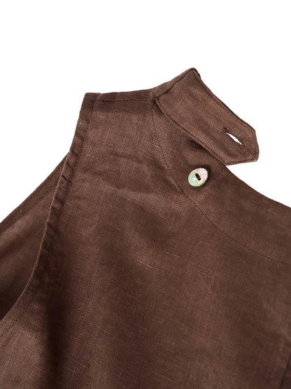 Women's 100% Linen Sleeveless Midi Dress - A-Line Round Neck