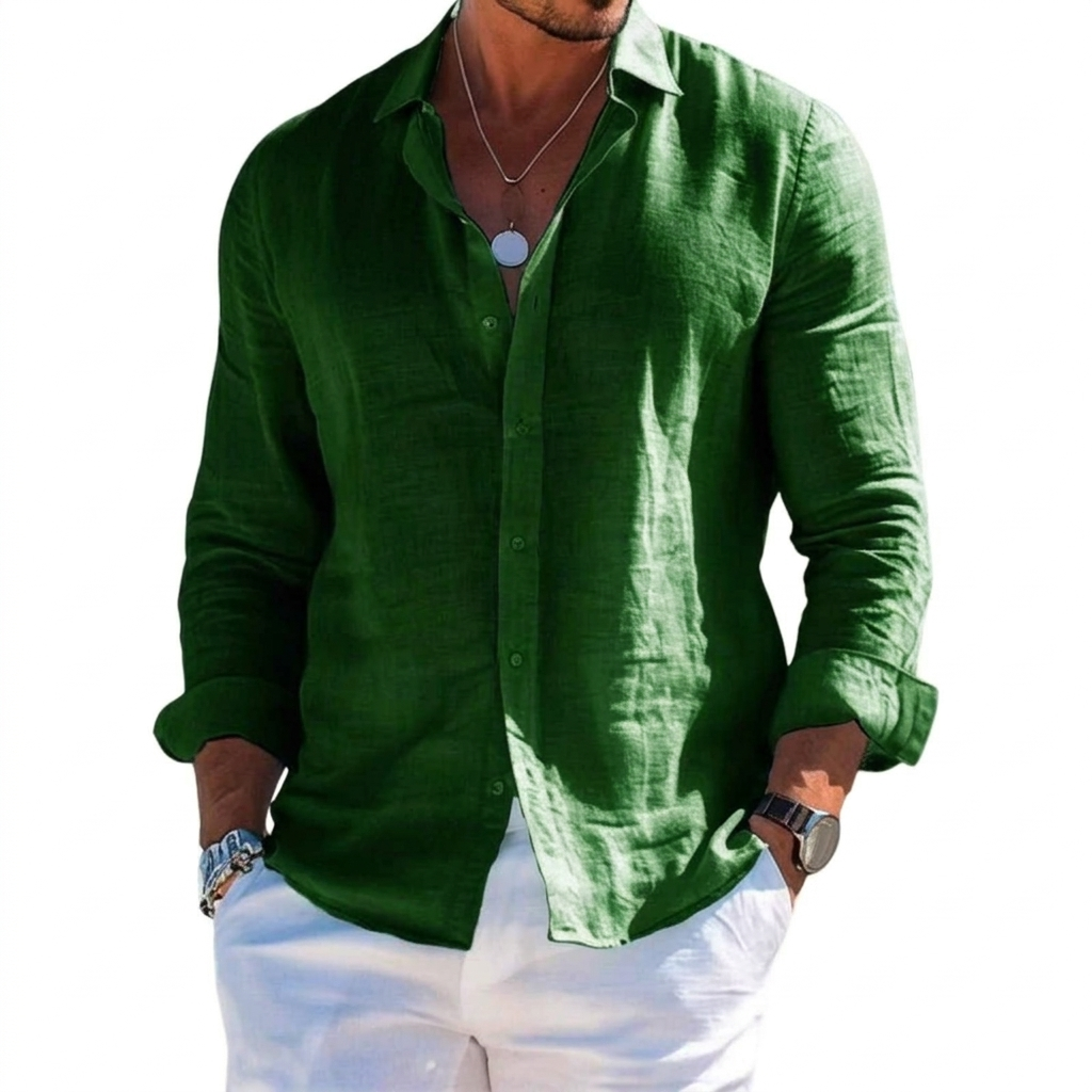 Men's Relaxed Tailored Shirt - Classic Long Sleeve Shirt
