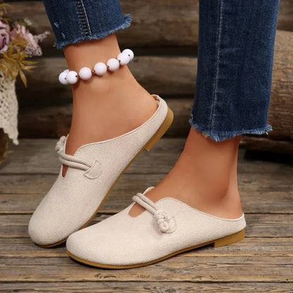 Women's Suede Round Toe Loafers - Deep Cut Slip-On Flats
