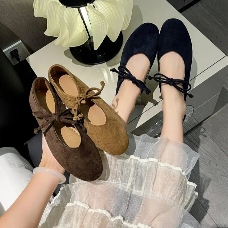 Women's Round Toe Casual Loafers - Suede-Look Slip-On Flats