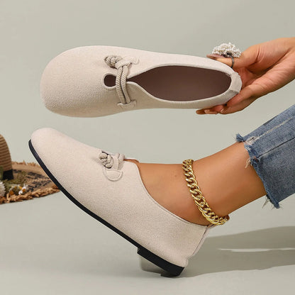 Women's Retro Shallow Loafers - Round Toe Slip-On Flat Shoes